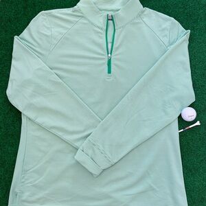 PGA Tour Green Striped Quarter-Zip Pullover